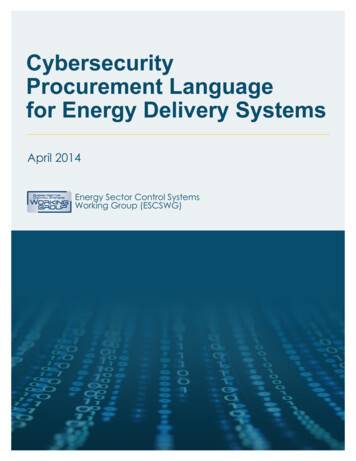 Cybersecurity Procurement Language For Energy Delivery Systems
