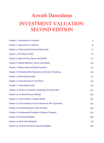 Aswath Damodaran INVESTMENT VALUATION: SECOND 