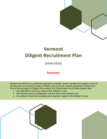 Vermont Diligent Recruitment Plan