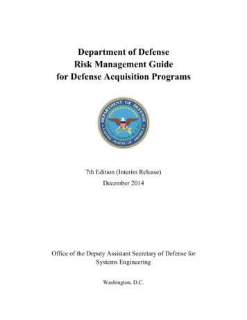 Department Of Defense Risk Management Guide For Defense .