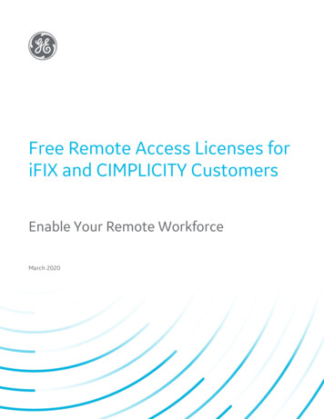 Remote Access License - IFIX And CIMPLICITY