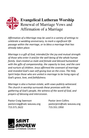 Evangelical Lutheran Worship Renewal Of Marriage Vows 