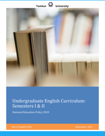 Undergraduate English Curriculum: Semesters I & II