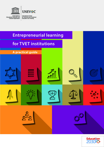 Entrepreneurial Learning For TVET Institutions - UNESCO-UNEVOC