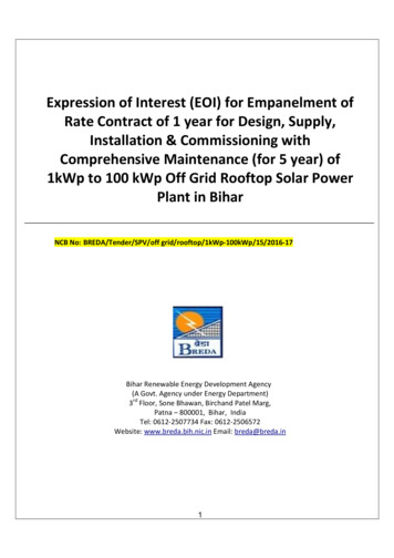 Expression Of Interest (EOI) For Empanelment Of Rate Contract . - Breda