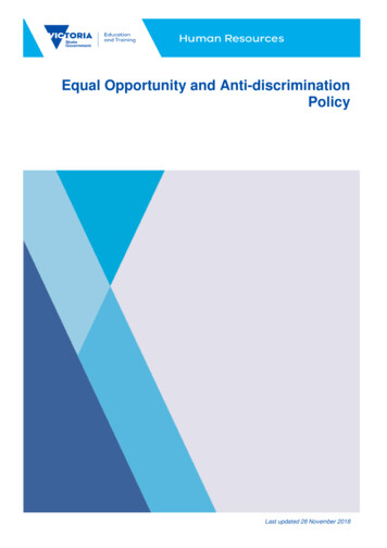 Equal Opportunity And Anti Discrimination Policy - Fcps.vic.edu.au