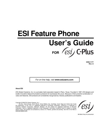 ESI Feature Phone User's Guide For ESI C-Plus