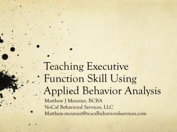 Teaching Executive Function Skill Using Applied Behavior .