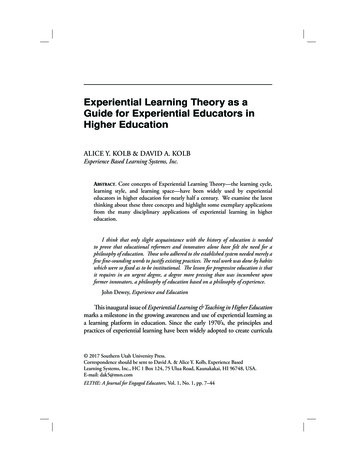 Experiential Learning Theory As A Guide For Experiential .