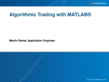 Algorithmic Trading With MATLAB 