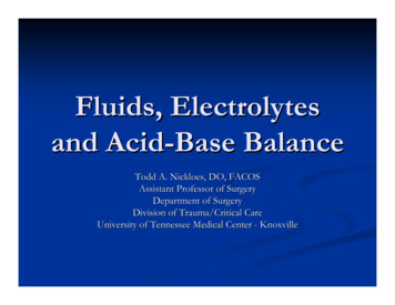 Fluids, Electrolytes And Acid-Base Balance