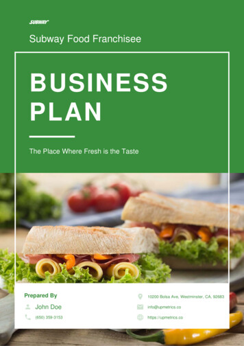 Subway Food Franchisee Business Plan Example Upmetrics