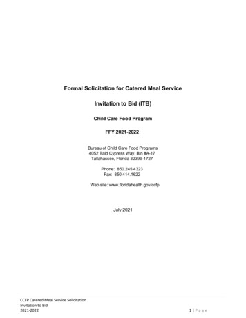 Formal Solicitation For Catered Meal Service Invitation To .