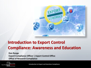 Introduction To Export Control Compliance: Awareness And Education - UGA