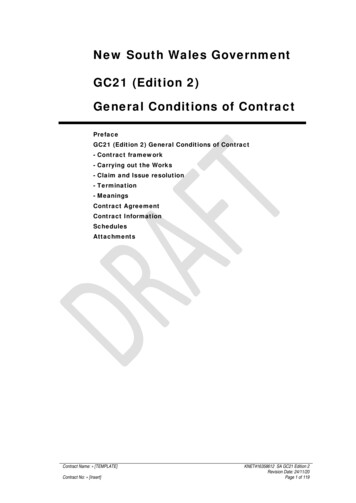 New South Wales Government GC21 (Edition 2) General Conditions Of Contract
