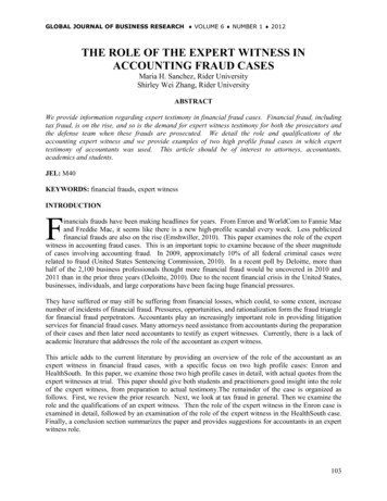 The Role Of The Expert Witness In Accounting Fraud Cases
