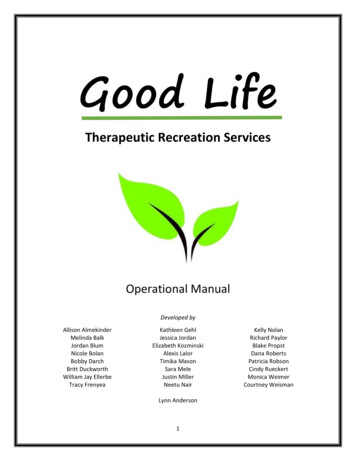Good Life Operation Manual Draft 5-3-16 - Inclusive Rec