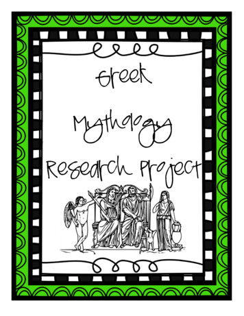 Greek Mythology Research Project - WELCOME TO 5TH 
