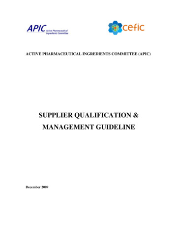 Supplier Qualification & Management Guideline
