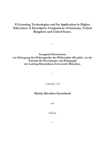E-Learning Technologies And Its Application In Higher Education . - LMU