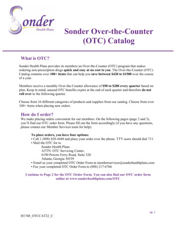 Sonder Over-the-Counter (OTC) Catalog - Sonder Health Plans