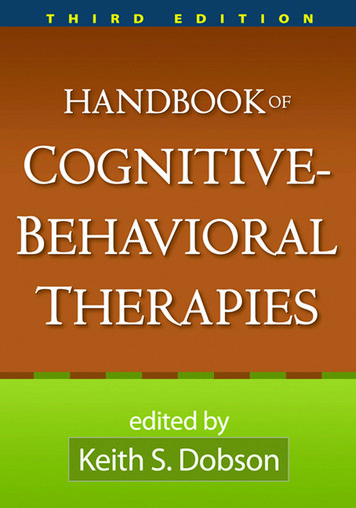 Handbook Of Cognitive Behavioral Therapies