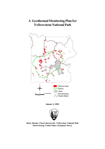 A Geothermal Monitoring Plan For Yellowstone National Park