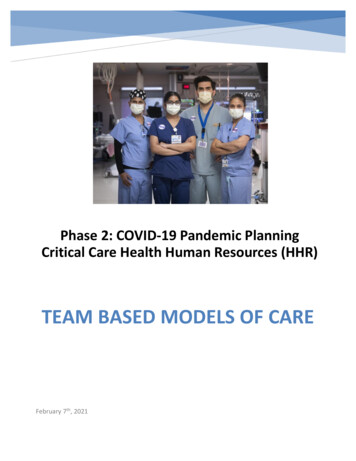 Team Based Models Of Care - Critical Care Services Ontario