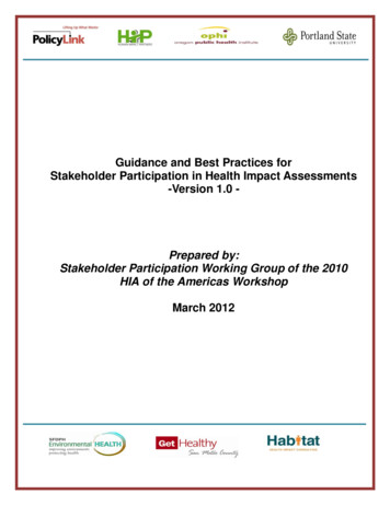 Guidance And Best Practices For Stakeholder Participation In Health .