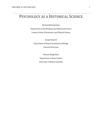 PSYCHOLOGY AS A HISTORICAL SCIENCE
