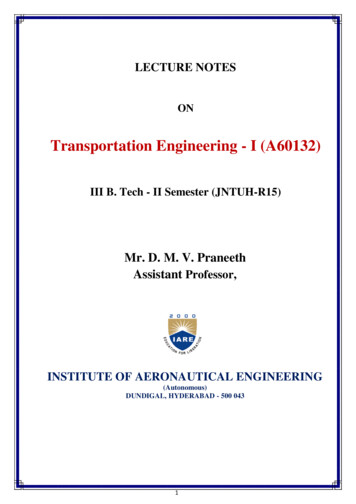 Transportation Engineering - I (A60132)