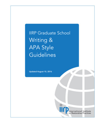 IIRP Graduate School Writing & APA Style Guidelines