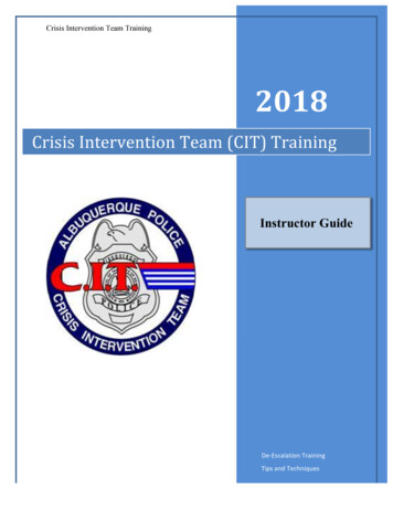 Crisis Intervention Team (CIT) Training