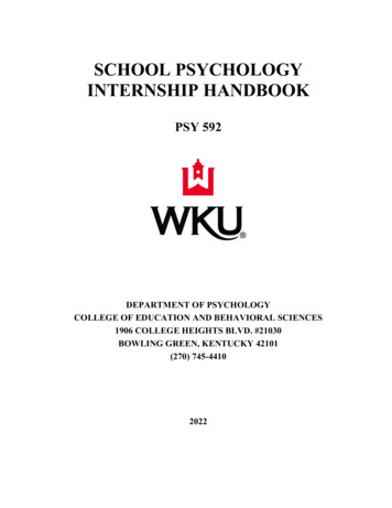 SCHOOL PSYCHOLOGY INTERNSHIP HANDBOOK
