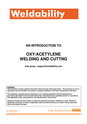 OXY/ACETYLENE WELDING AND CUTTNG - Weldability Sif