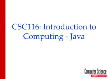 CSC116: Introduction To Computer Programming
