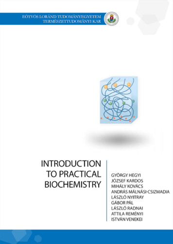 Introduction To Practical Biochemistry - ELTE Reader