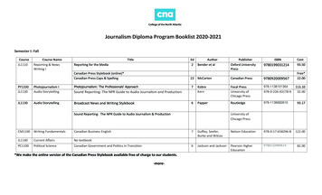 Journalism Diploma Program Booklist . - CNA Online 