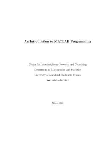 An Introduction To MATLAB Programming