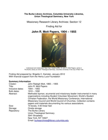 MRL12: John R. Mott Papers - Columbia University Libraries