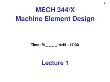 1 MECH 344/X Machine Element Design - Concordia University