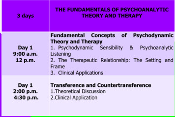 THE FUNDAMENTALS OF PSYCHOANALYTIC THEORY AND 