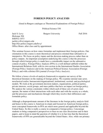 FOREIGN POLICY ANALYSIS - Rutgers University