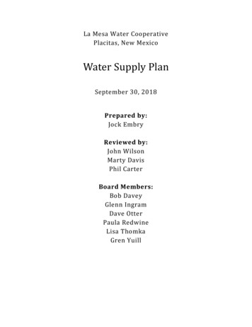 Water Supply Plan - La Mesa Water Coop