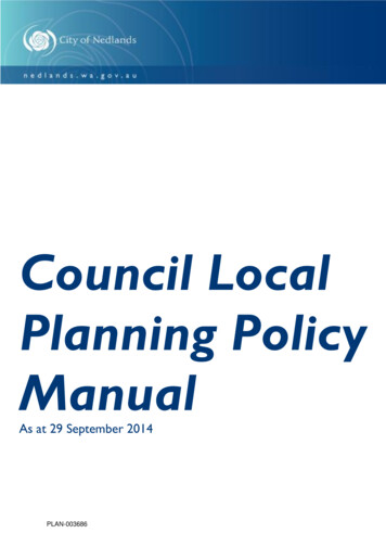 Local Planning Policy Manual - City Of Nedlands