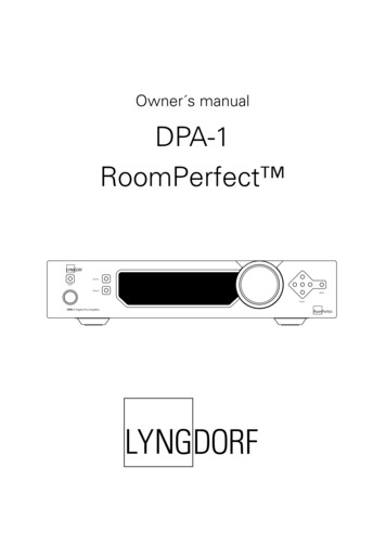 Owner S Manual DPA-1 RoomPerfect - Lyngdorf Audio