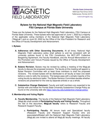 Bylaws For The National High Magnetic Field Laboratory FSU Campus At .