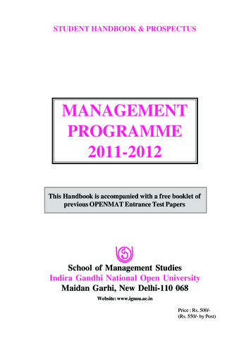 MANAGEMENT PROGRAMME 2011-2012 - Indira Gandhi National Open University