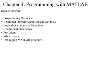 Chapter 4: Programming With MATLAB