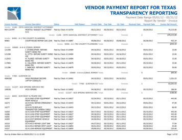 Vendor Payment Report For Texas Transparency Reporting